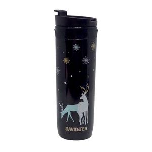 🍄 Davids Tea Metal Tumbler with Snowflakes and Deer